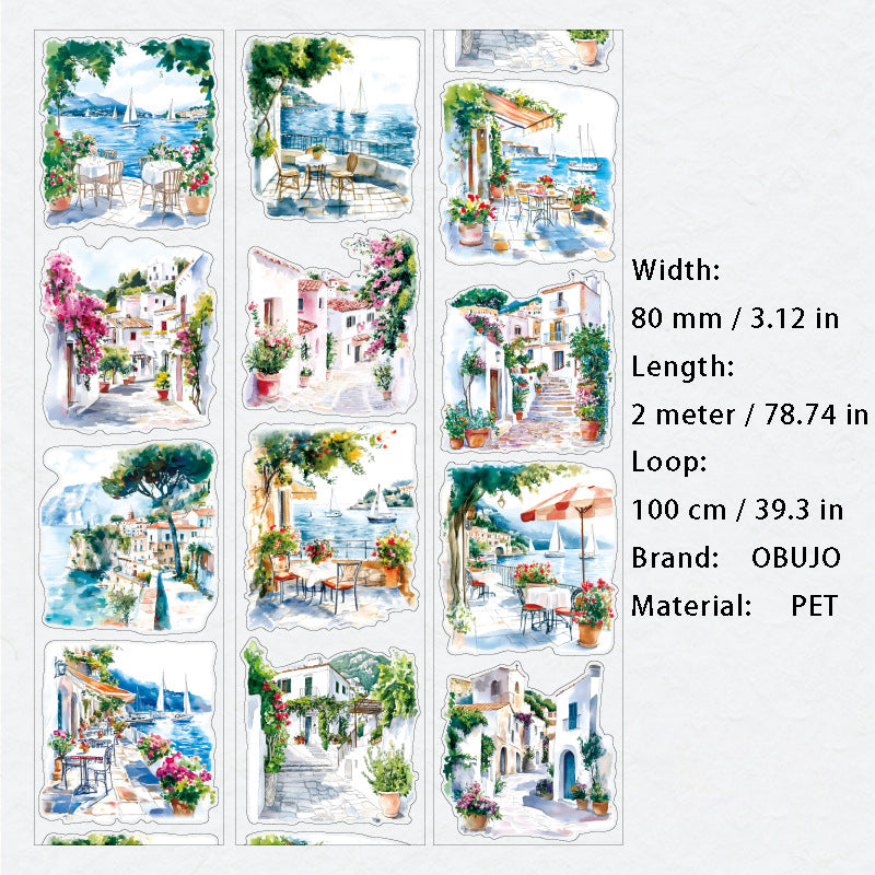 1 Roll Travel Landscape PET Stickers Tape SJBJ