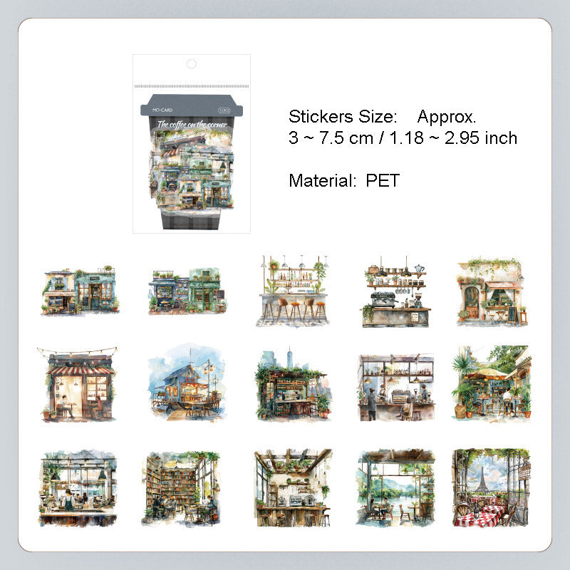 30 Pcs Coffee Theme PET Stickers YBKFSJ