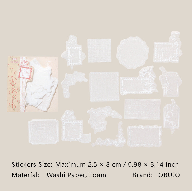 20 Pcs White Botanical Stickers BWSZ