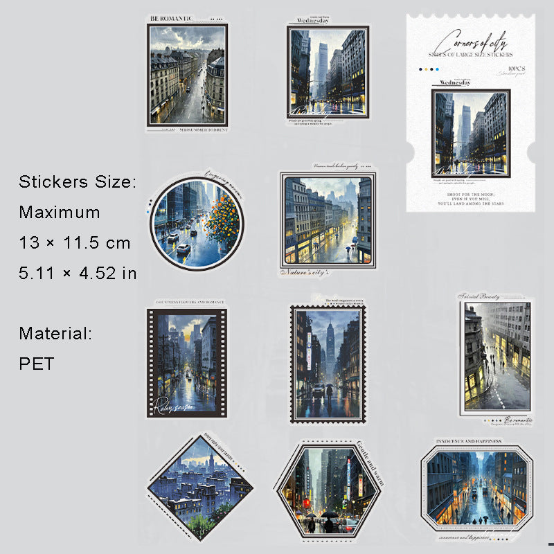 10 Pcs City Landscape PEET Stickers CSJL