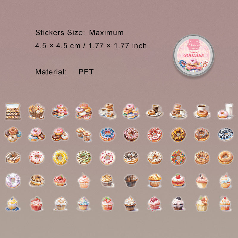 100 Pcs Cake Dessert Choclate PET Stickers YGMS