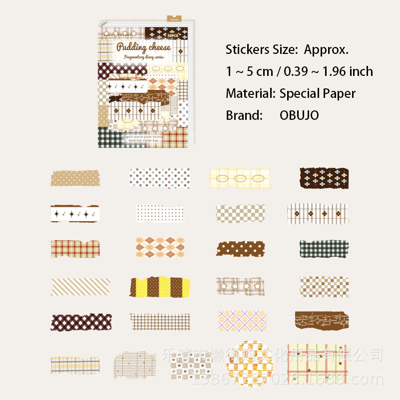 50 Pcs Gird Strip Themed Journal Stickers LSRJ