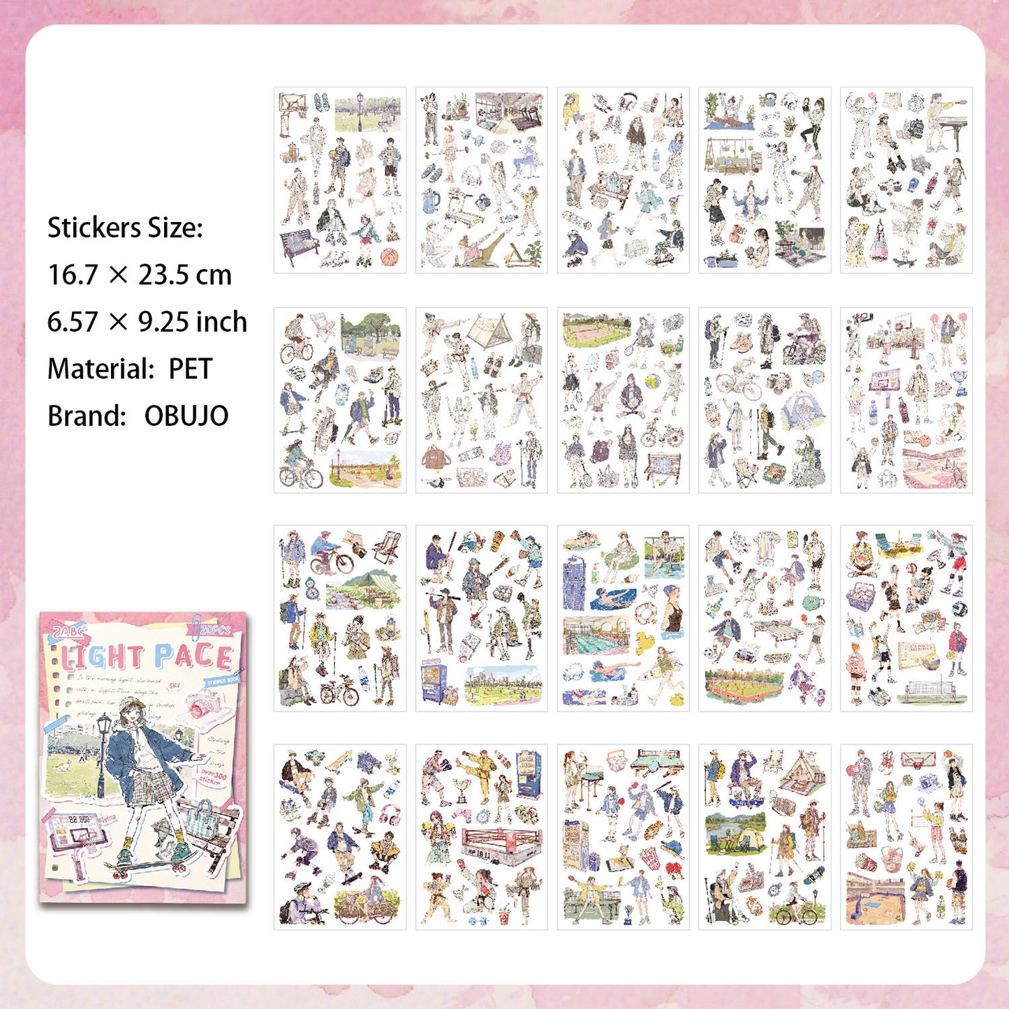 20 Sheets Lifestyle Girl PET Stickers Book QYSHL