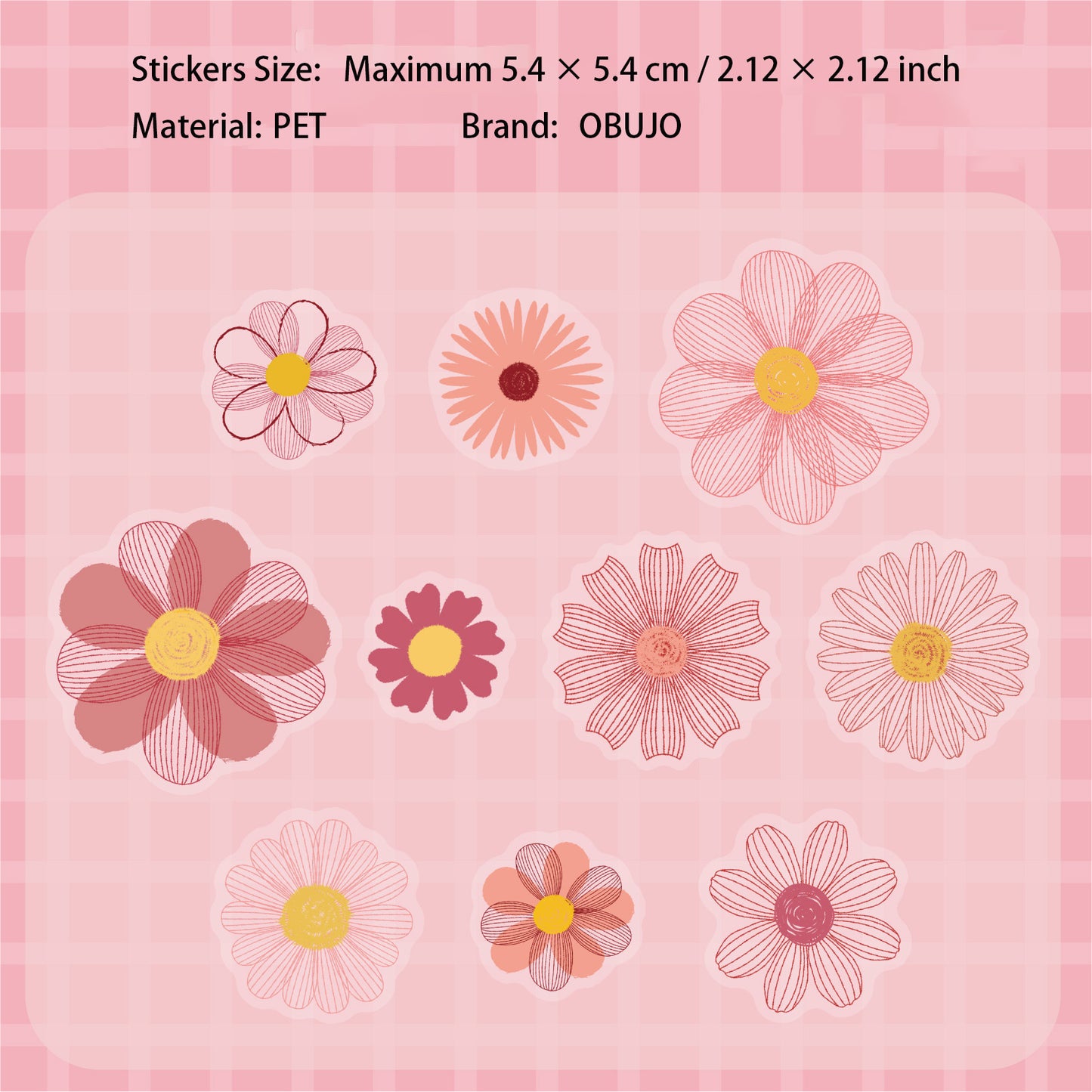 20 Pcs Flower PET Stickers RCXL