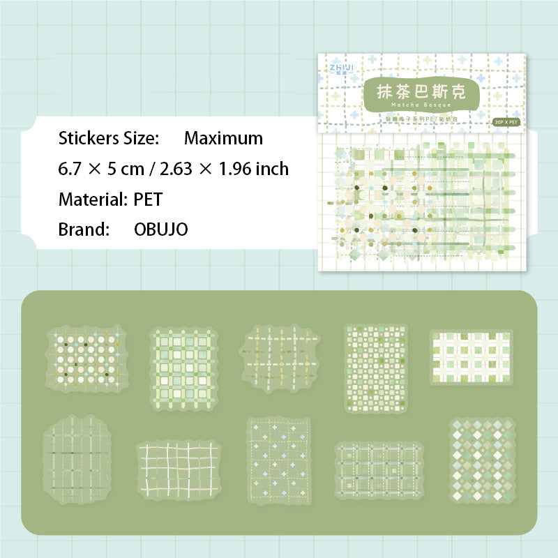 20 Pcs Grid Themed PET Stickers QTGZ
