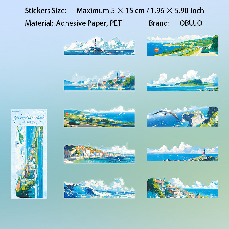 10 Pcs Seasonal Mountain Landscape PET Stickers ZRZL