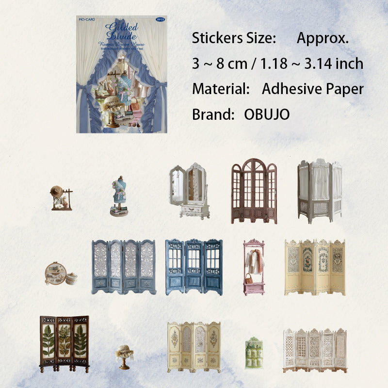 15 Pcs Rococo Furniture Stickers KKTMW