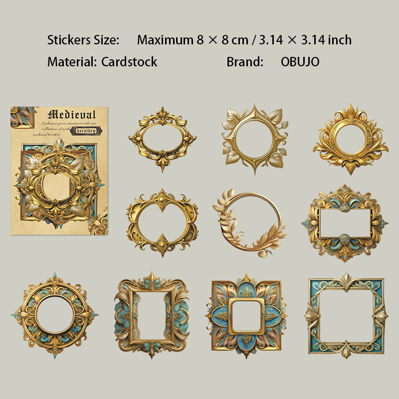10 Pcs Vintage Frame Cardstock Stickers ZSJWZ