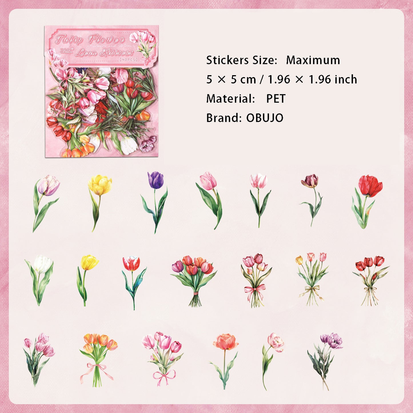 30 Pcs Flower PET Stickers FHJM