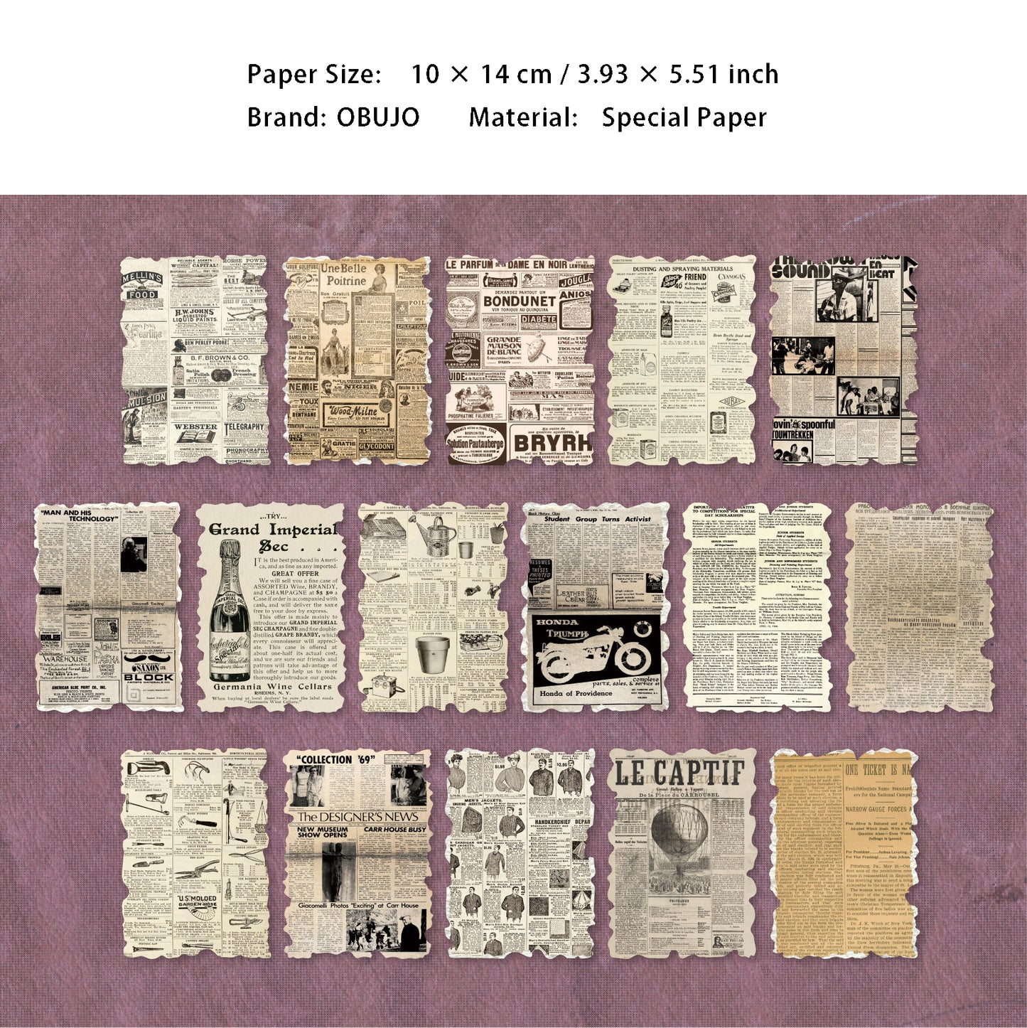 10 Pcs Vintage Junk Journal Paper ZYXL