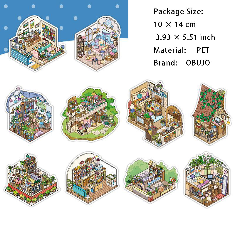 10 Pcs 3D Scene DIY PET Stickers Set XXSJ