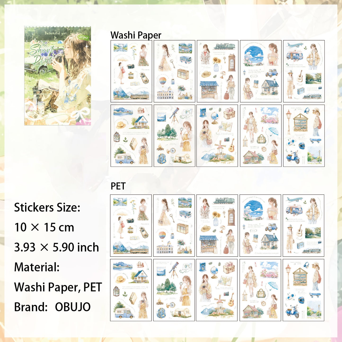 20 Sheets Girl Lifestyle Stickers Book YHMYJ