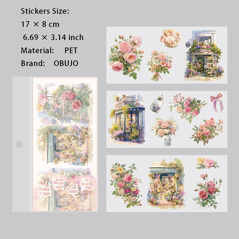 3 Sheets Vintage PET Stickers SYBJ