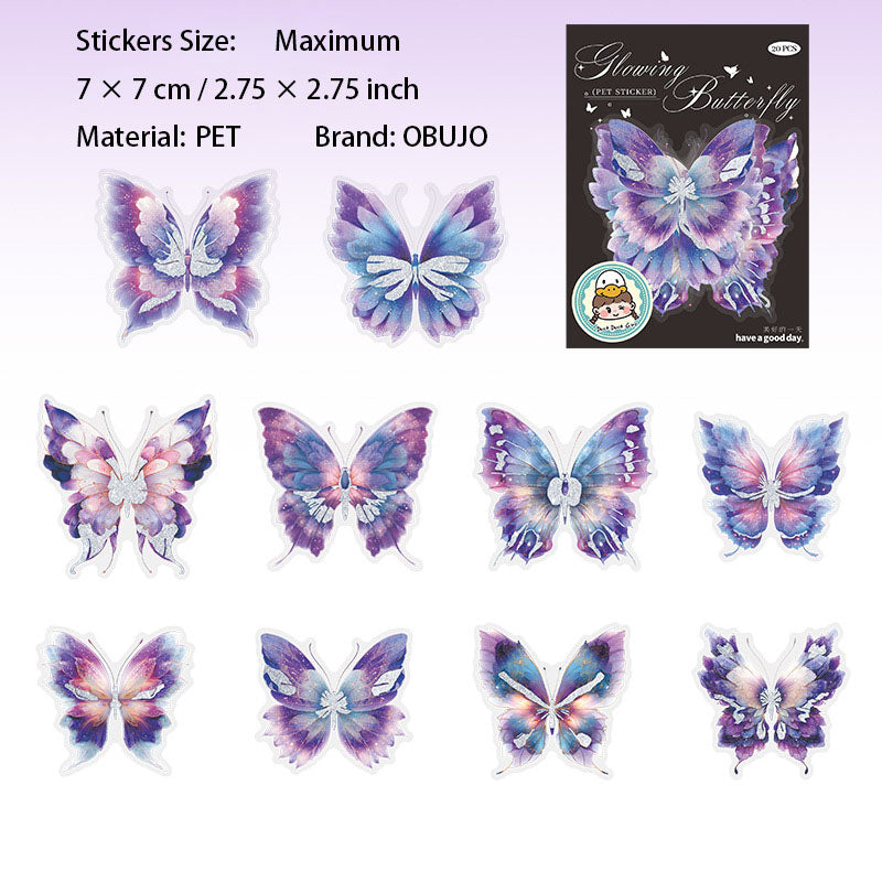 20 Pcs Butterfly PET Stickers LGHD
