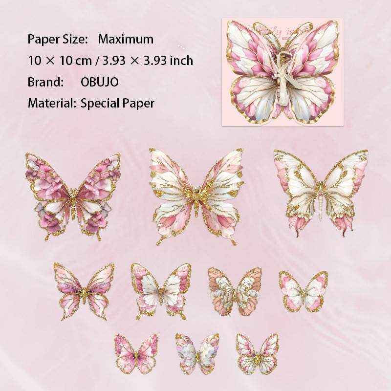 10 Pcs Gold Foil Butterfly Stickers SZD