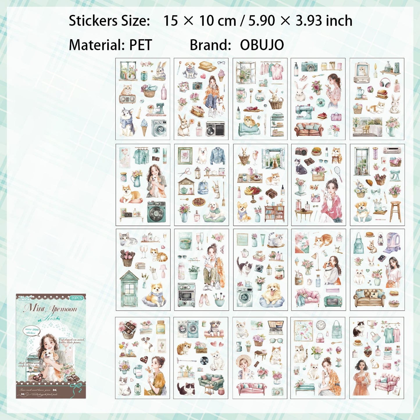 20 Sheets Lifestyle PET Stickers Book BFMC