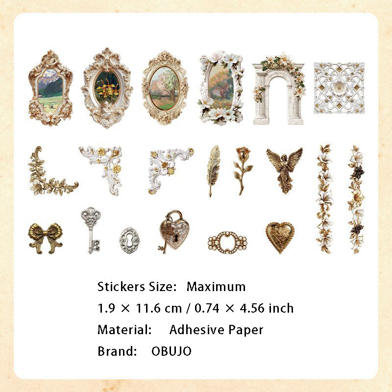 20 Pcs Retro Mirror Theme Stickers SJHL