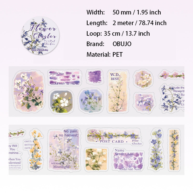 1 Roll Flower Themed PET Stickers Tape HCMB