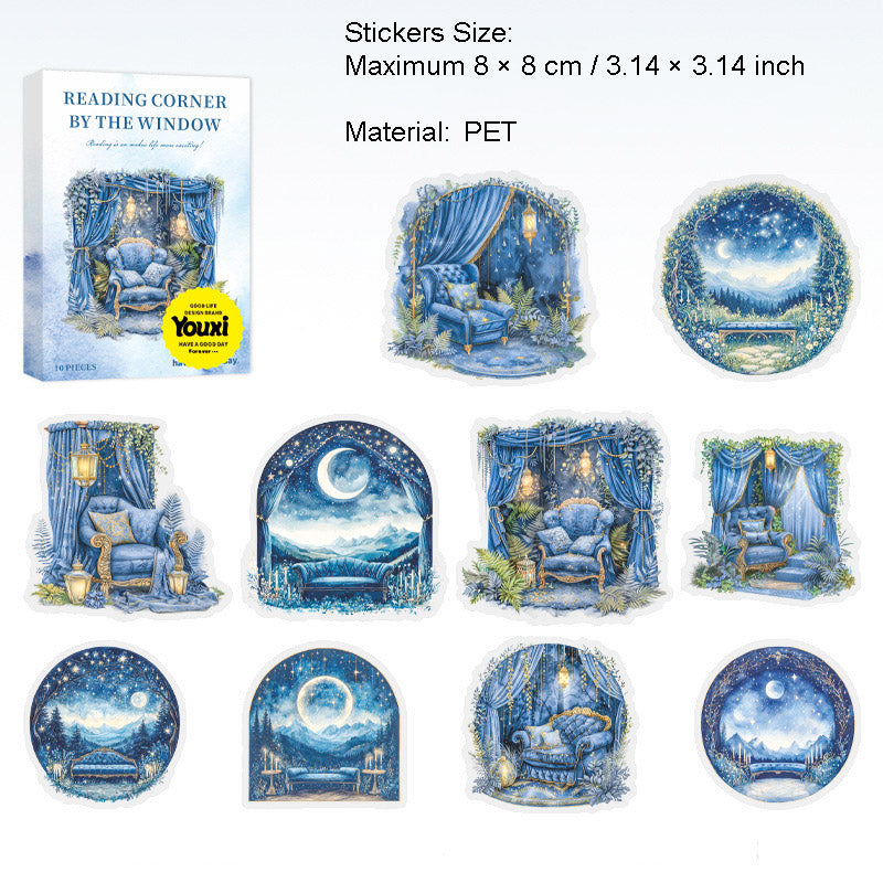 10 Pcs Reading Room Corner PET Stickers CBDSJ