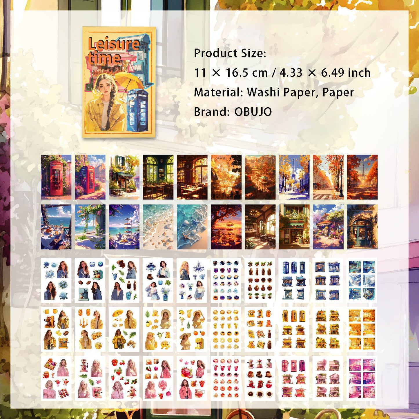 50 Sheets Vitnage Journal Paper and Stickers Book QNSG