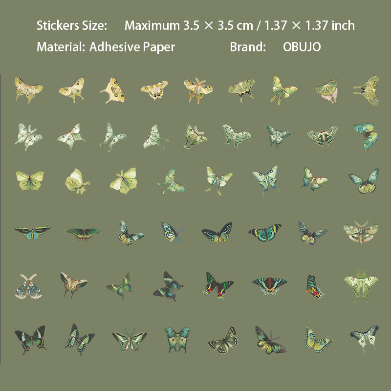 50 Pcs Vintage Butterfly Stickers PJZC