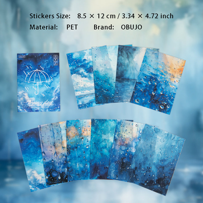 10 Pcs Rainy Season PET Stickers YJSG