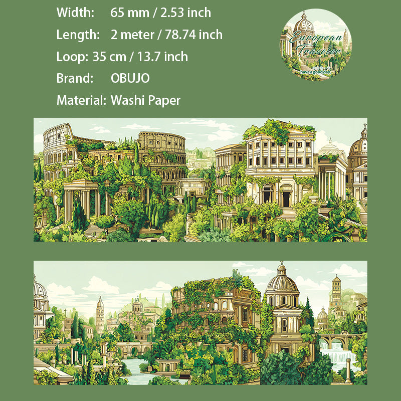1 Roll Europe Travel Theme Washi Tape OZLR
