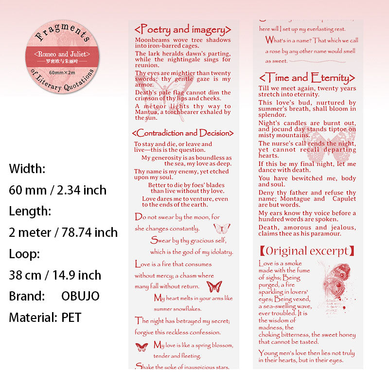 1 Roll Literature Fragments PET Tape WXYLPD