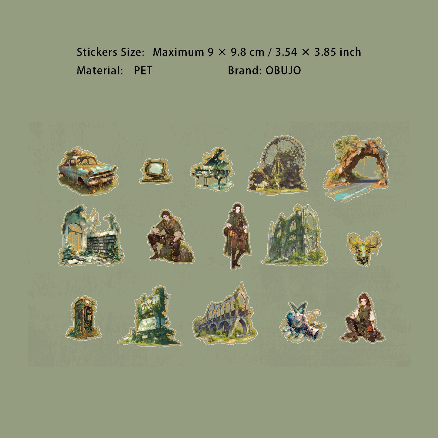 15 Pcs Fantasy PET Stickers FTRJ