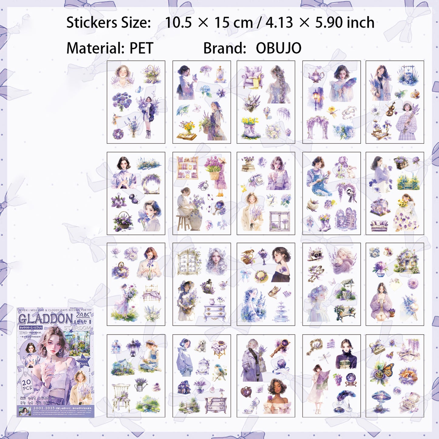 20 Pcs Floral Girl Stickers Book YRRH