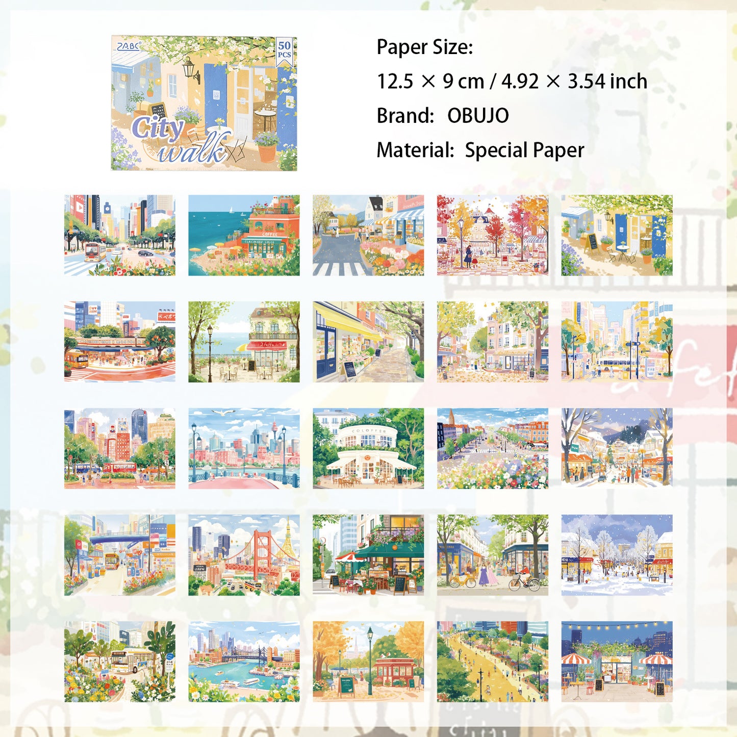 50 Sheets Watercolor Landscape Journal Paper ZYHG