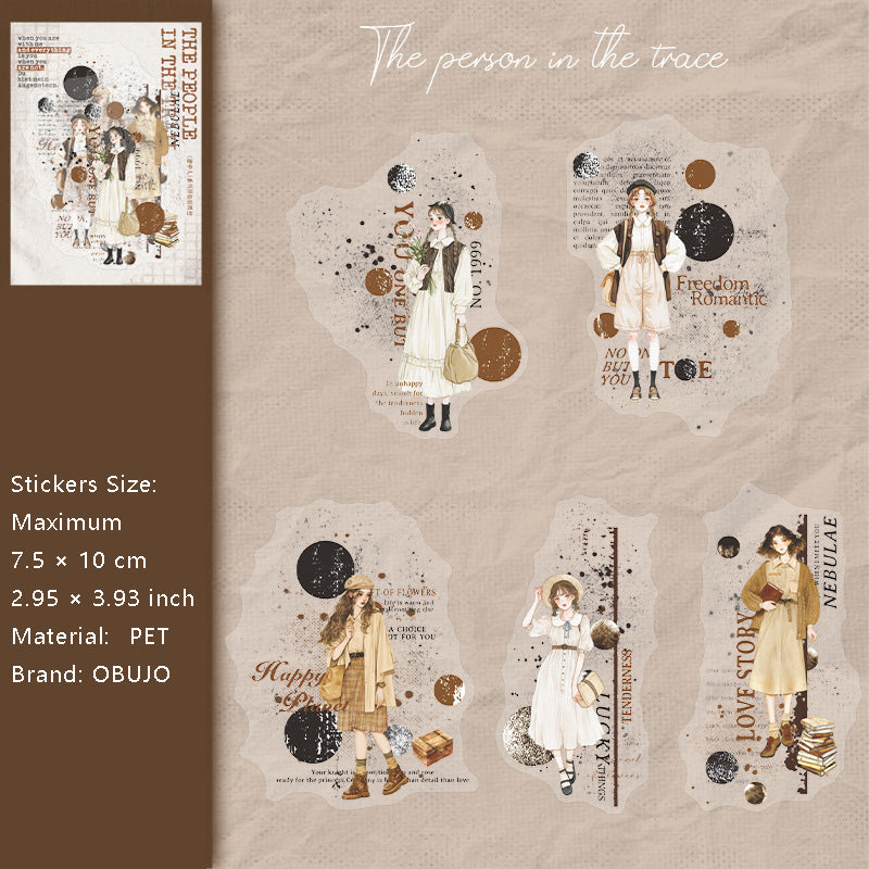 20 Pcs School Girl Collage PET Stickers JZR