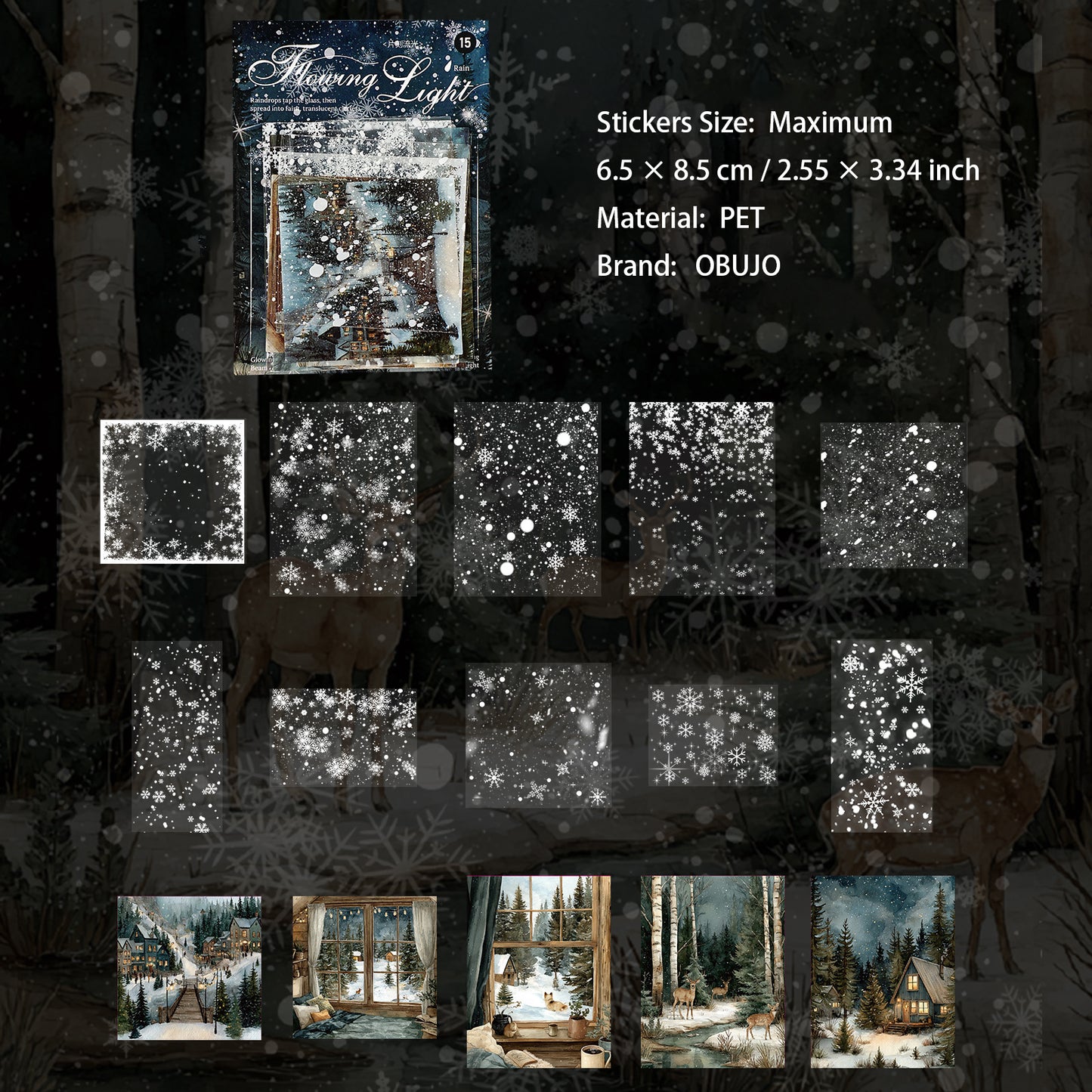 15 Pcs Light Star PET Stickers PKLG