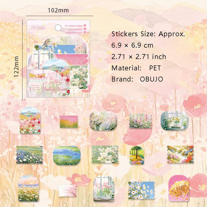 30 Pcs Seasonal Landscape PET Stickers FCHJ
