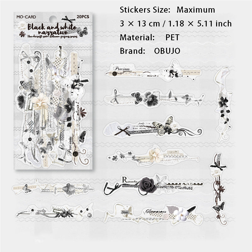 20 Pcs Lace Bow PET Stickers ZJSZS