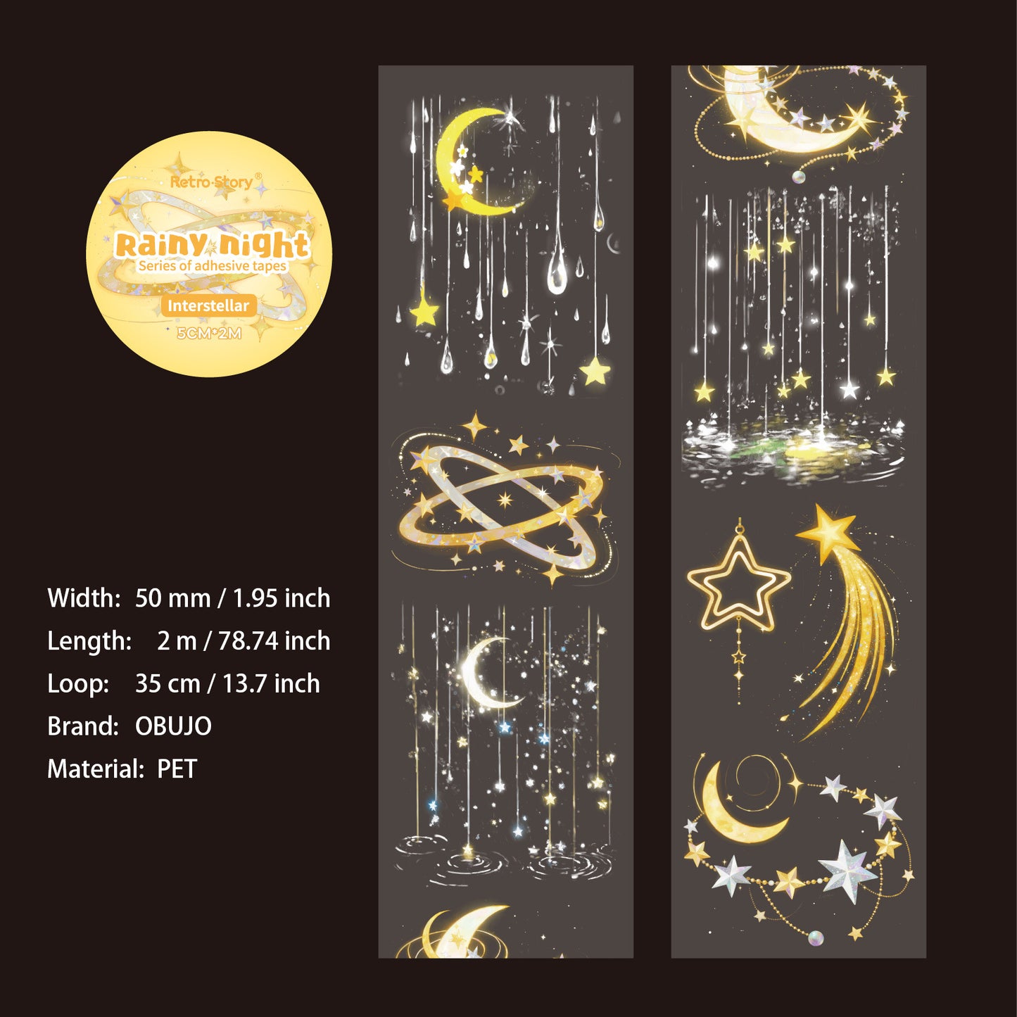 1 Roll Rainy Night PET Tape YYXL