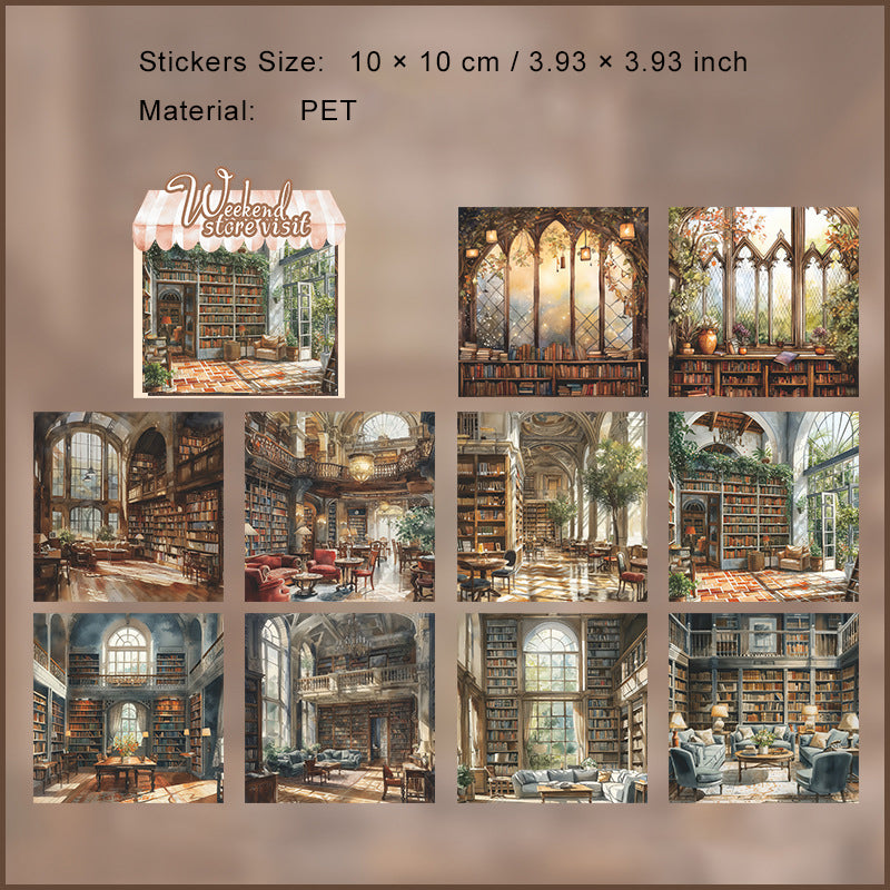10 Pcs Vintage Shop Theme PET Stickers ZMTD