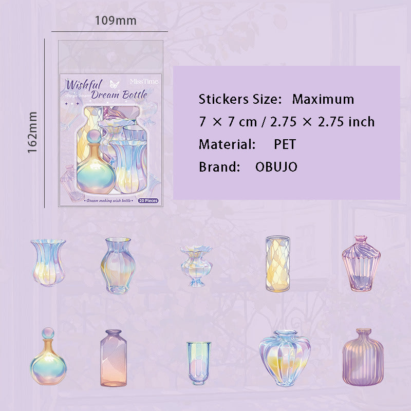 20 Pcs Dream Bottle PET Stickers XYZMP