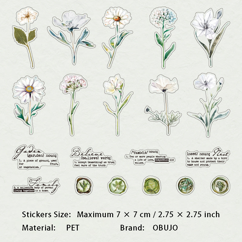 40 Pcs Pressed Flower and Wax Seal PET Stickers LMYZ