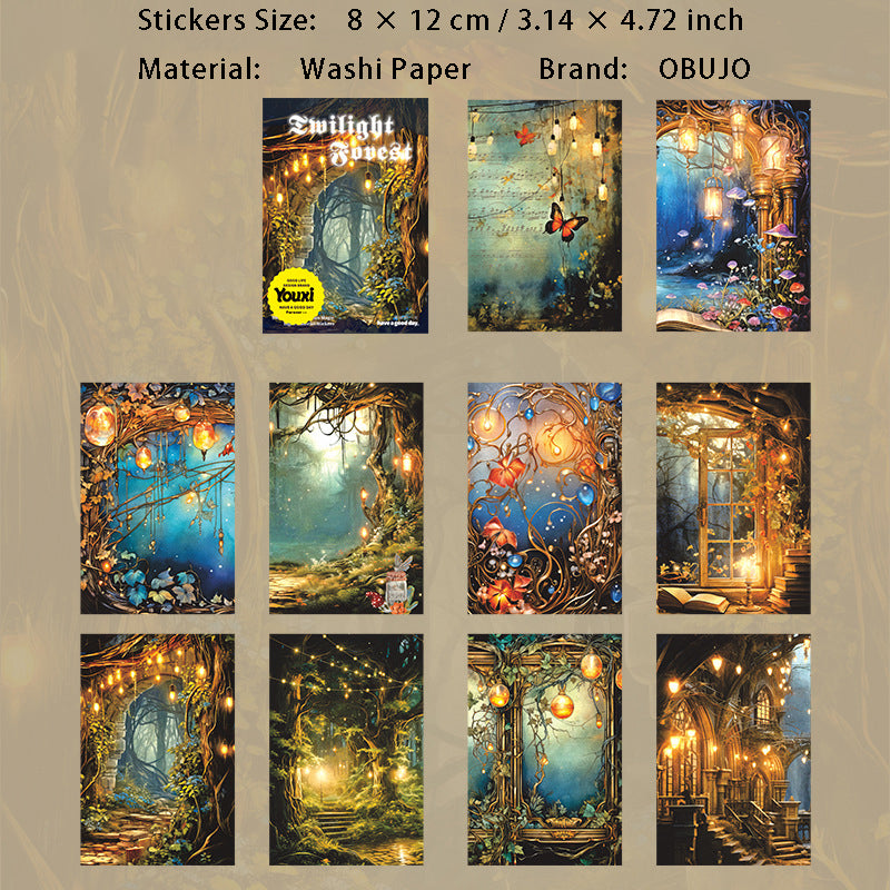 10 Pcs Fantasy Forest Washi Stickers MGYL