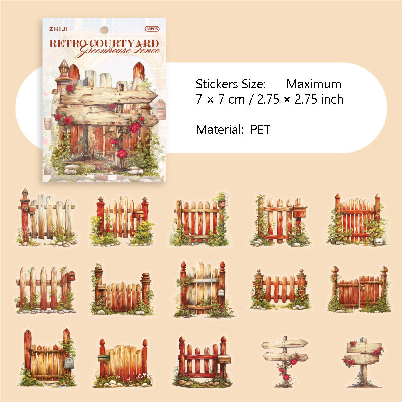 15 Pcs Garden Fence PET Stickers HFLS