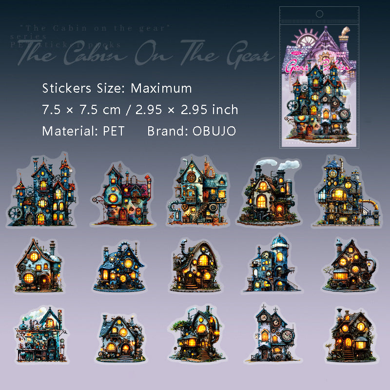 15 Pcs Quirky House PET Stickers CLSXW