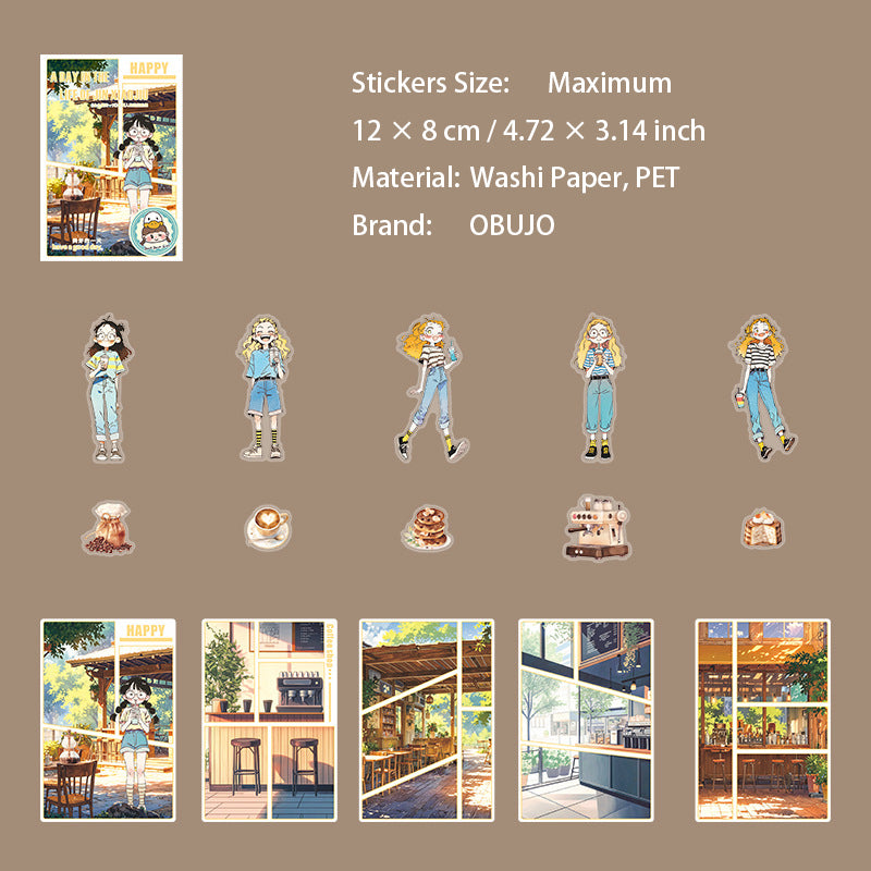 15 Pcs Childhood Daily PET Stickers XJDYT