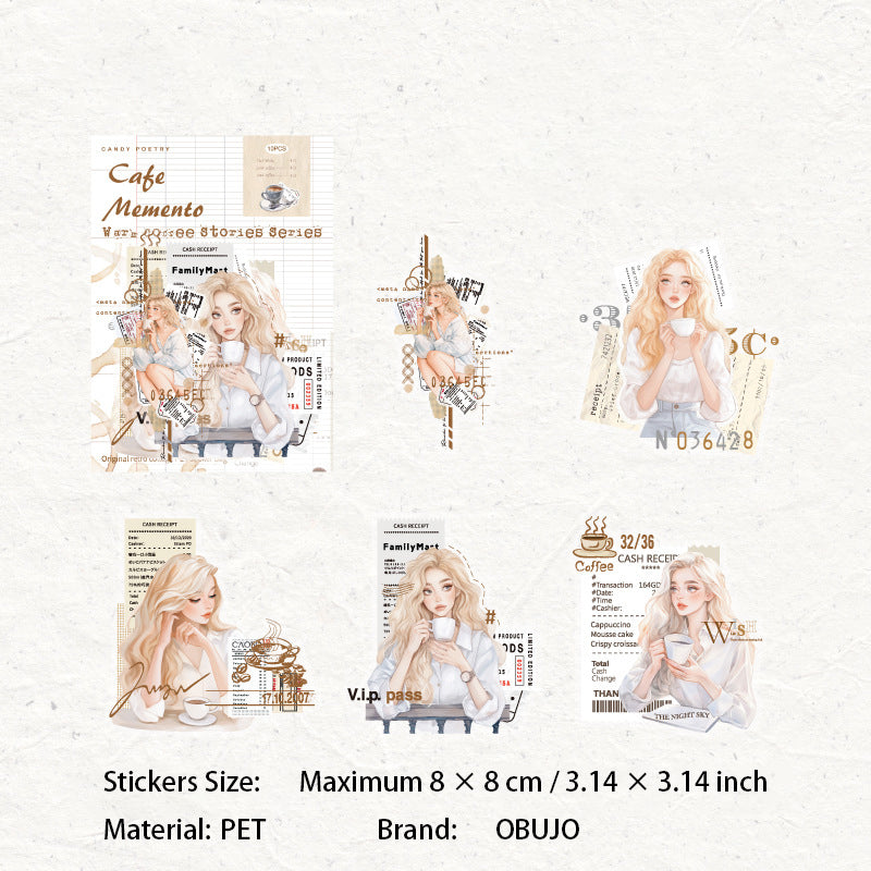 10 Pcs Warm Girl PET Stickers NKXT