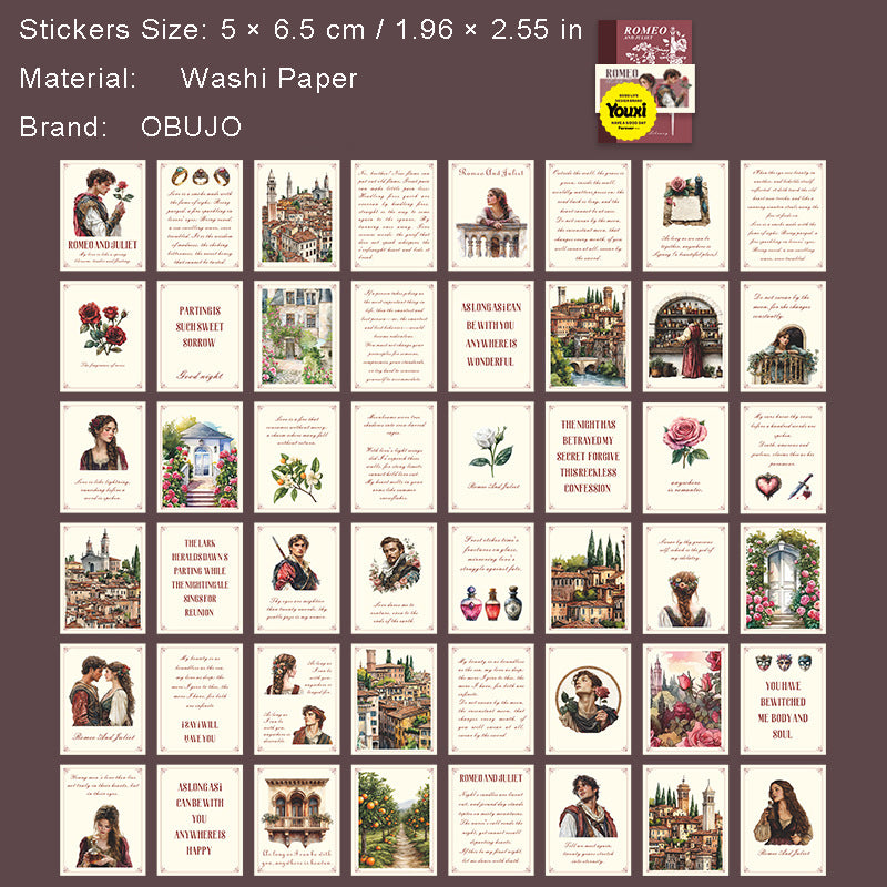 45 Sheets Book Theme Washi Stickers Book WXTSG