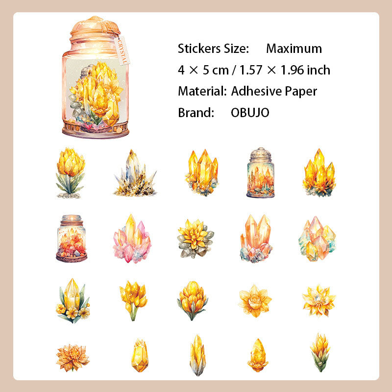 20 Pcs Crystal Flower PET Stickers HJWY