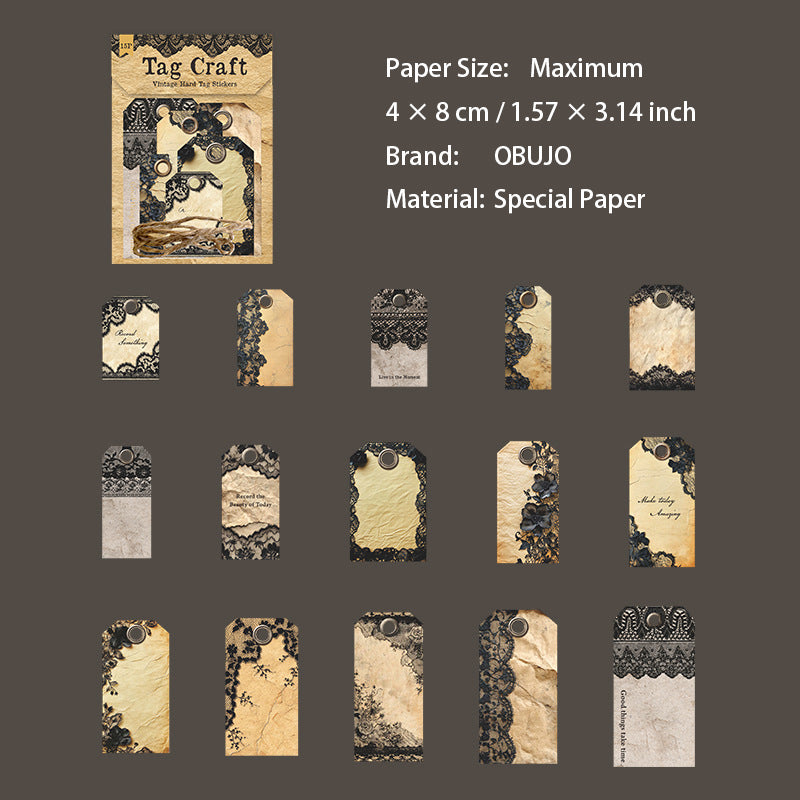15 Pcs Vintage Tag Stickers BQSZG