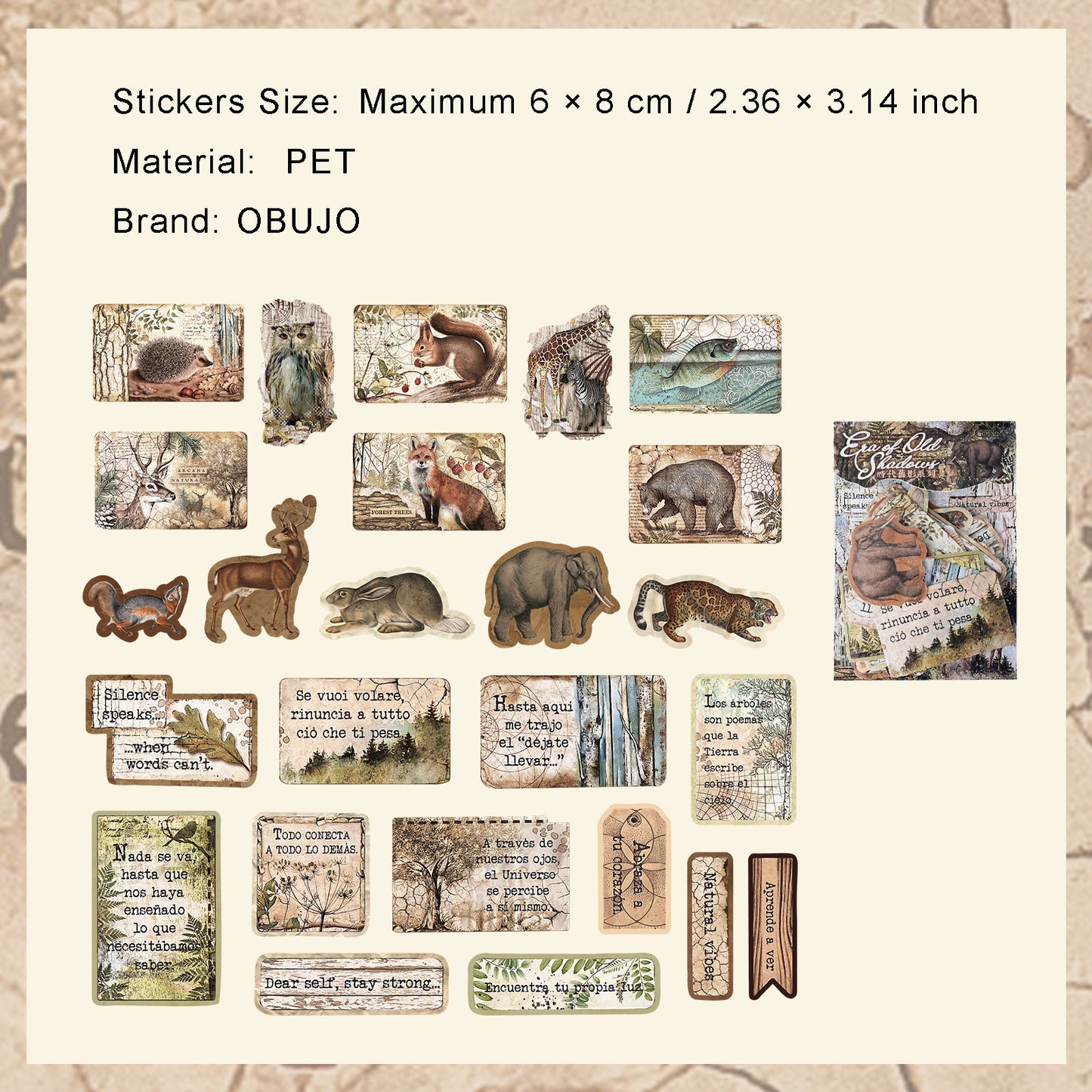 50 Pcs Vintage Washi Stickers SDJY