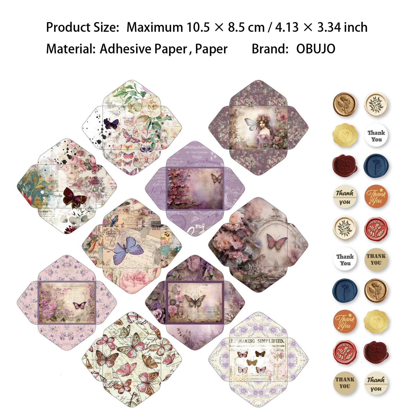 40 Pcs Floral Envelope and Wax Seal Stickers XFZY