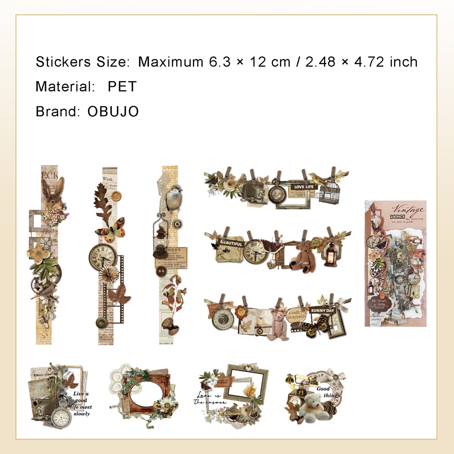 20 Pcs Vintage Collage Stickers MWHY